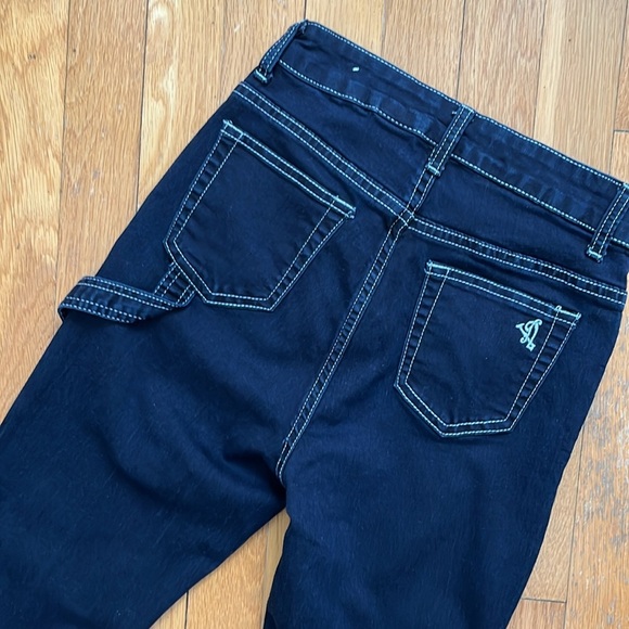 VIP Jeans Contrast Stitch Straight Leg Black Carpenter Denim with Hammer Loop - Picture 9 of 11